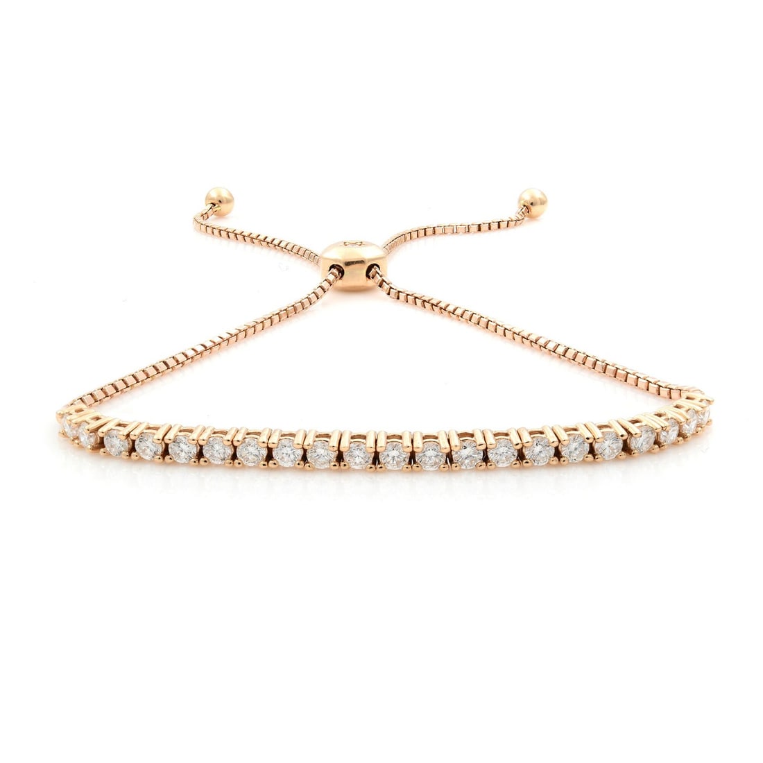 Rachel Koen 14K Rose Gold Diamond Slider Bracelet 0.50ct Adjustable: Rachel Koen 14K Rose Gold Diamond Slider Bracelet 0.50ct Adjustable Elevate your jewelry collection with this exquisite Rachel Koen Slider Diamond Bracelet, crafted from fine 14K rose gold. This elega