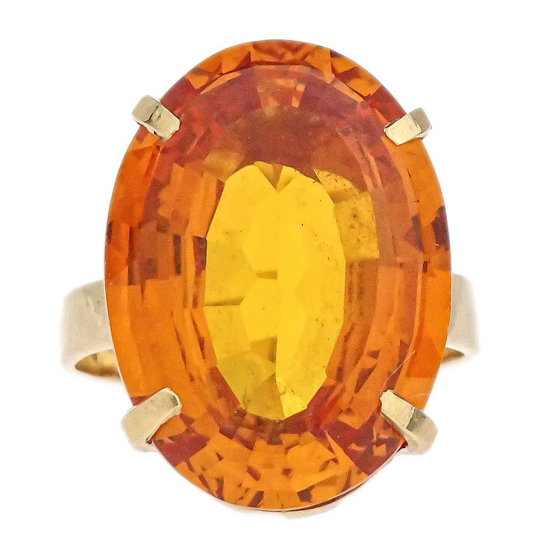 Yellow Gold Citrine Ring 18K Size 49 Vintage (1 of 4)