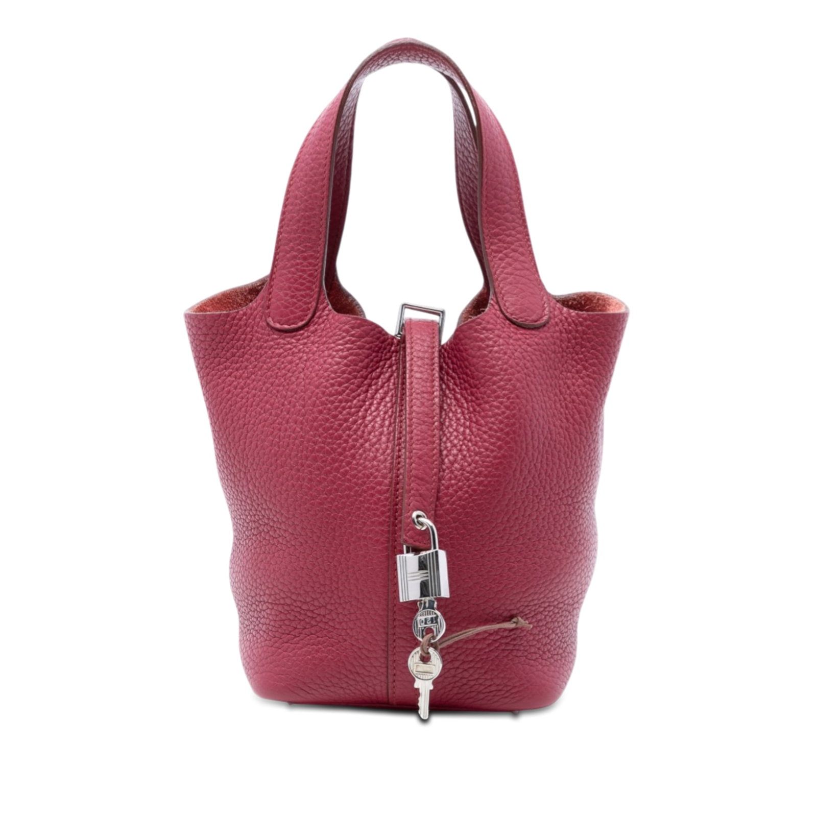 Hermes Picotin Lock 18 Clemence Leather Handbag Rubis: Hermes Picotin Lock 18 Clemence Leather Handbag Rubis Hermes Picotin Lock 18 in Rubis Clemence leather with flat handles and a top flat strap with buckle closure. This bag is made in France and shows 