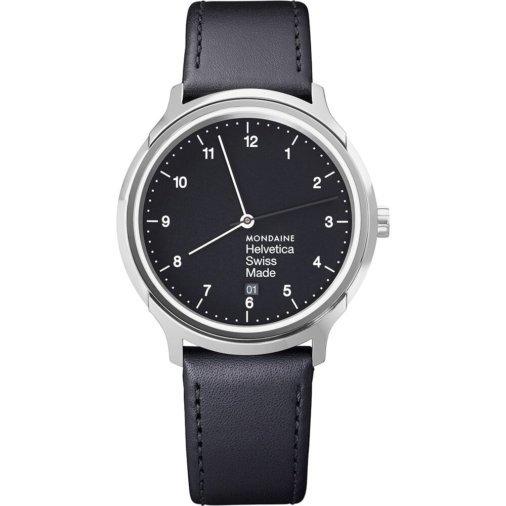 Mondaine Helvetica No1 Regular 40mm Black Dial Quartz Men's Watch MH1.R2220.LB (1 of 5)