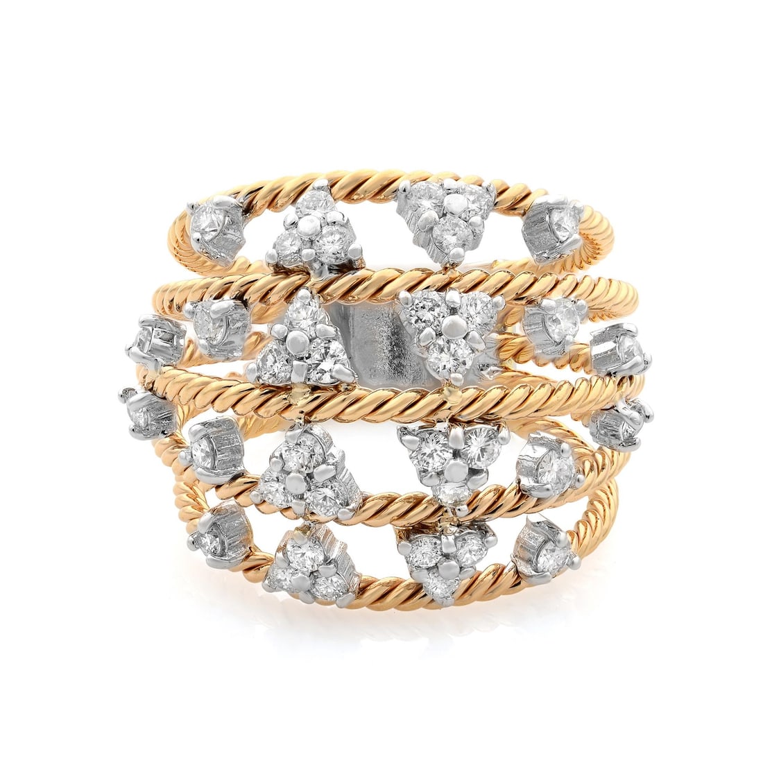 Rachel Koen 18K Rose White Gold Diamond Cocktail Ring 1.00ct Size 7: Rachel Koen 18K Rose White Gold Diamond Cocktail Ring 1.00ct Size 7 This stunning cocktail ring by Rachel Koen features a unique combination of 18K rose and white gold, elegantly crafted to showcase a