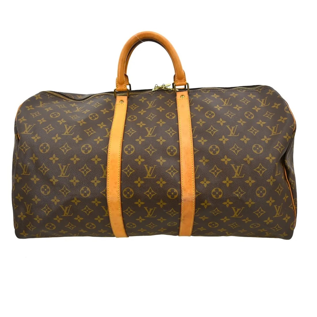 Louis Vuitton Keepall 55 Monogram Canvas Travel Duffel: Louis Vuitton Keepall 55 Monogram Canvas Travel Duffel This Louis Vuitton Keepall Bag features the iconic Monogram Canvas in a classic brown color. Designed for unisex use, the bag is crafted in Franc