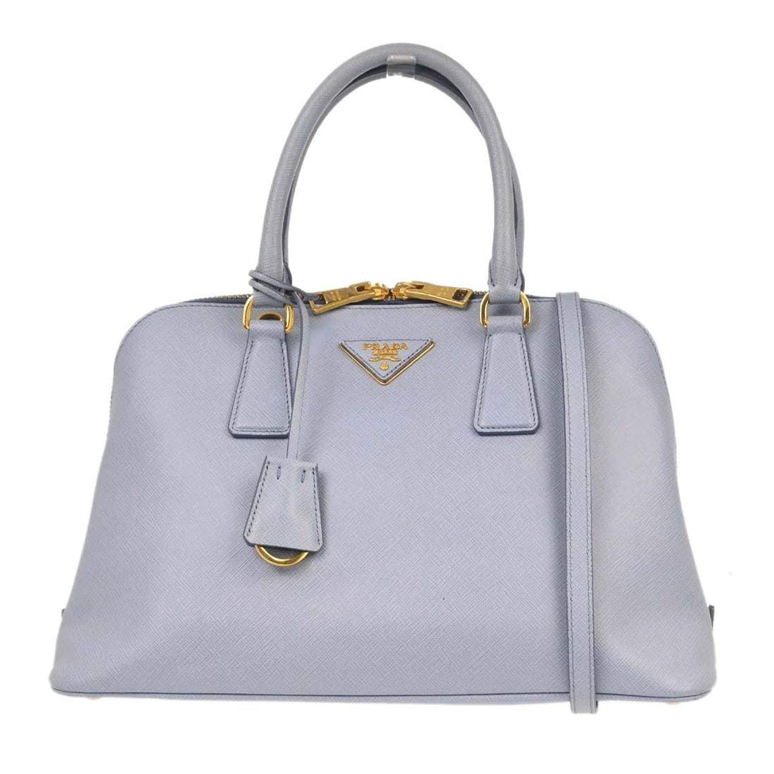 PRADA Promenade blue leather satchel with shoulder strap: PRADA Promenade blue leather satchel with shoulder strap Prada Promenade 2way shoulder handbag in blue leather with logo accent. This women's satchel/top handle bag is made in Italy and features leath