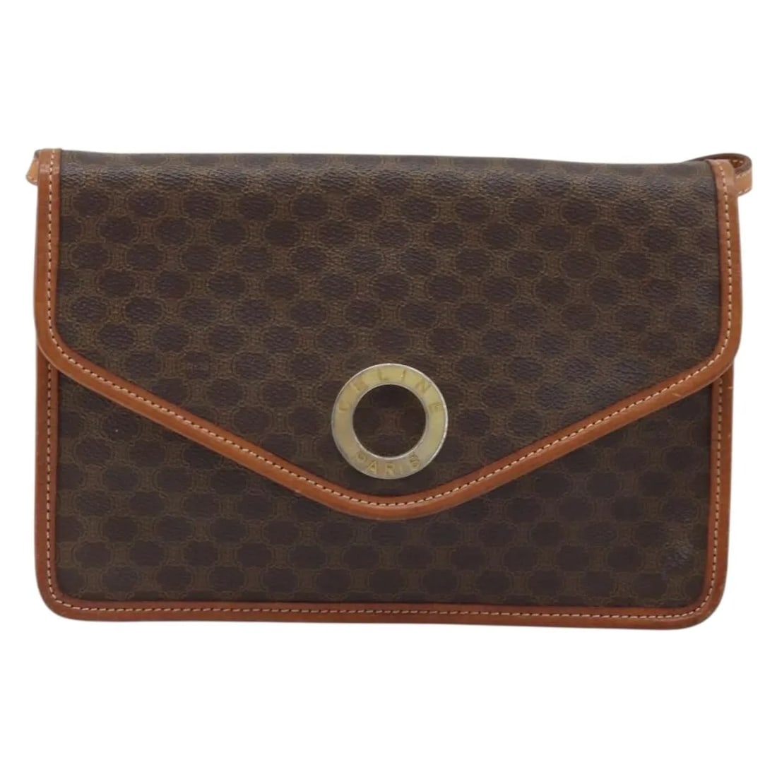 Celine Vintage Macadam Circle Logo Shoulder Bag Brown Canvas Leather: Celine Vintage Macadam Circle Logo Shoulder Bag Brown Canvas Leather This Celine Vintage Macadam Circle Logo Shoulder Bag features the iconic brown canvas with leather accents. Designed for women, it 