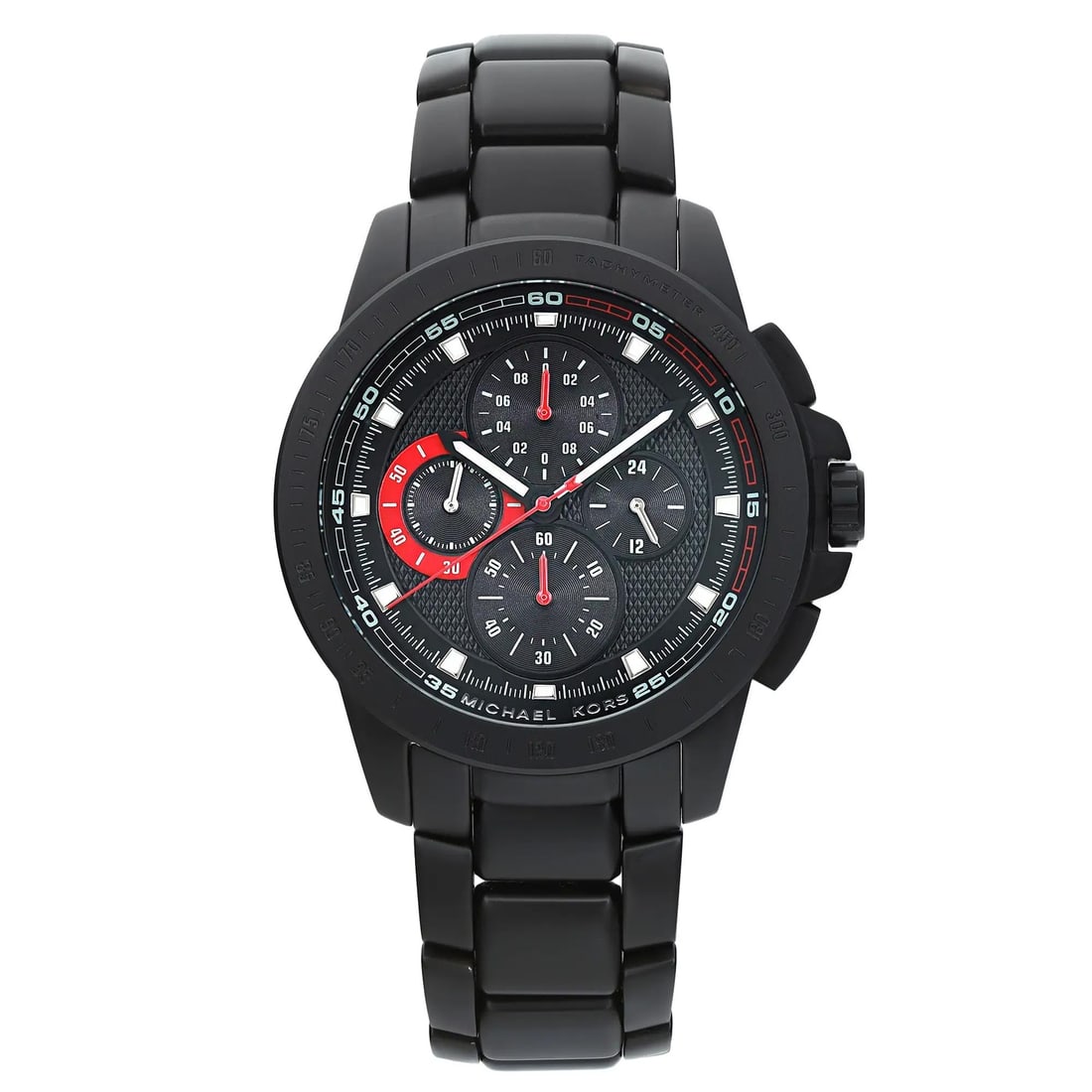 Michael Kors Ryker 43mm Black Dial Chronograph Steel Watch MK8529: Michael Kors Ryker 43mm Black Dial Chronograph Steel Watch MK8529 Discover the Michael Kors Ryker 43mm Steel Chronograph Watch, a perfect blend of style and functionality. This men's wristwatch featur