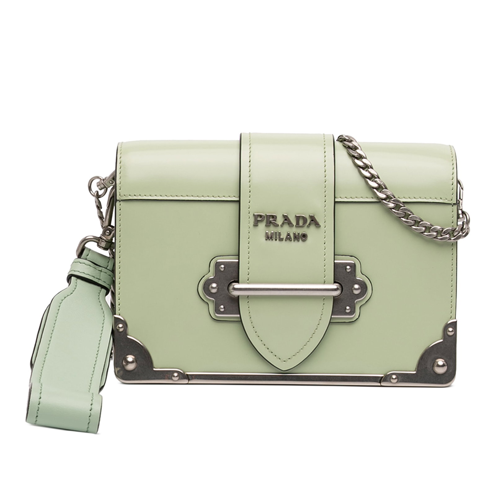Prada Cahier Green Patent Leather Crossbody Bag with Chain Strap (1 of 12)