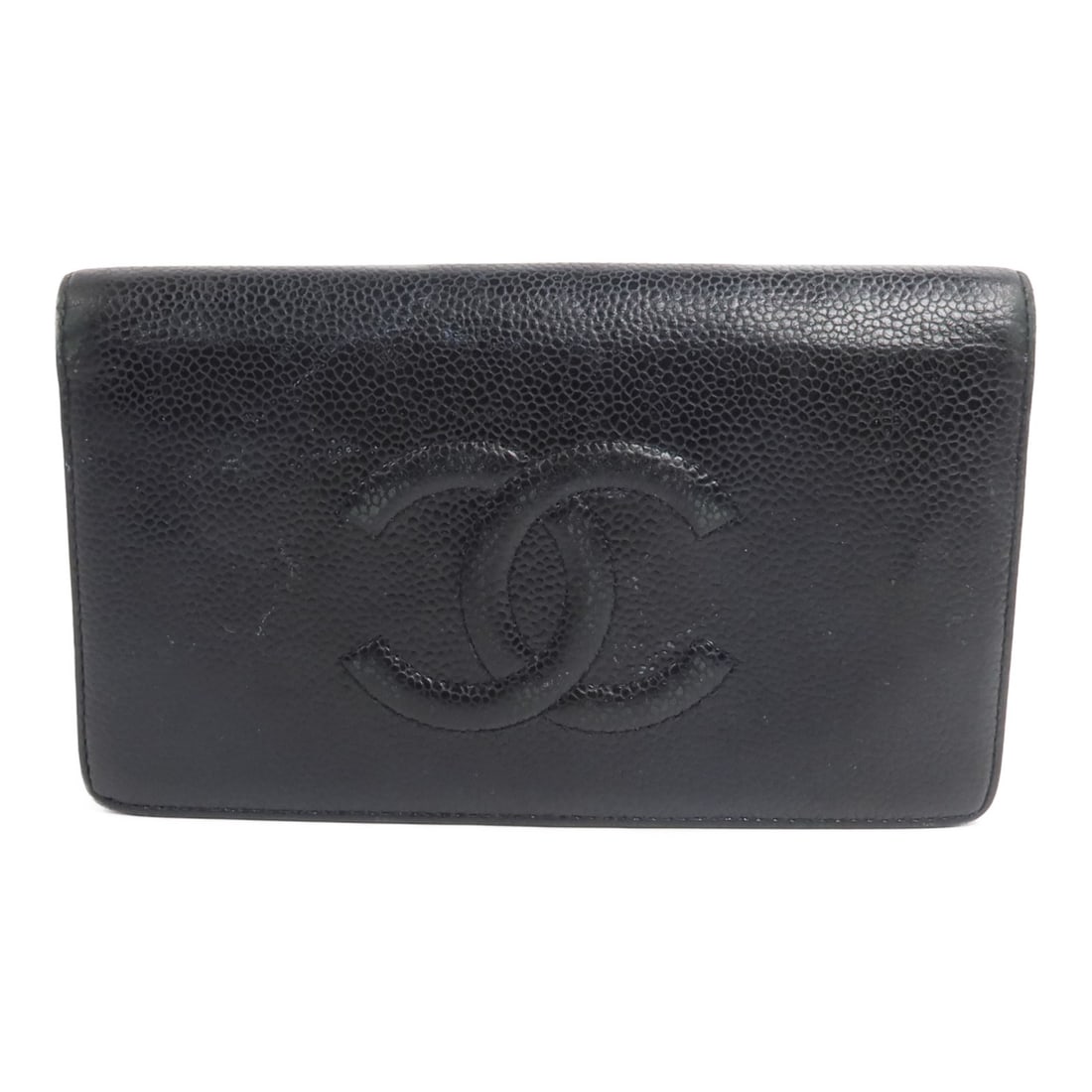 CHANEL Black Calfskin CC Long Bifold Wallet: CHANEL Black Calfskin CC Long Bifold Wallet This CHANEL long bifold wallet is crafted from black calfskin leather and designed for women. The wallet features a spacious bifold structure, offering ampl