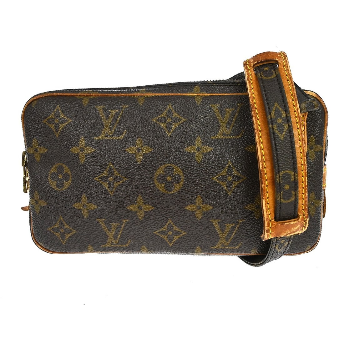 Louis Vuitton Marly Bandouliere Monogram Crossbody Bag TH0910: Louis Vuitton Marly Bandouliere Monogram Crossbody Bag TH0910 Vintage Louis Vuitton Marly Bandouliere shoulder bag in brown Monogram canvas with leather trim. This women's crossbody style features a z