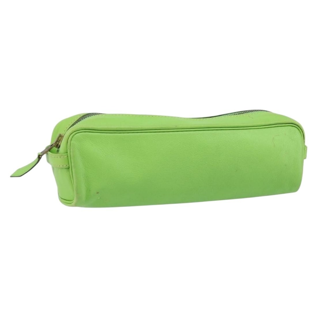 Hermes Leather Pen Case in Light Green Made in France: Hermes Leather Pen Case in Light Green Made in France Hermes leather pen case in light green, made in France. This pen case is a heavily used item with visible wear throughout, including loss of shape
