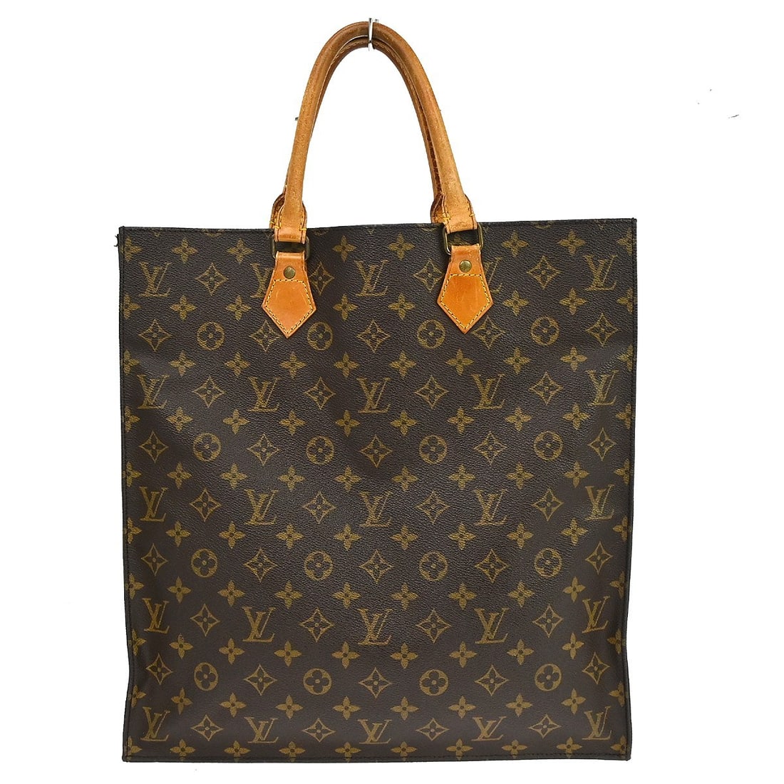 Louis Vuitton Sac Plat Monogram Canvas Tote M51140 France: Louis Vuitton Sac Plat Monogram Canvas Tote M51140 France Vintage Louis Vuitton Sac Plat tote bag in Monogram canvas with leather double handles and a brown canvas lining. This medium unisex handbag i