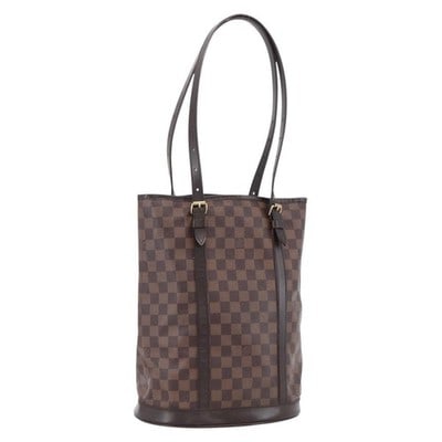 Louis Vuitton N42236 Bucket GM Damier Ebene Shoulder Bag: Louis Vuitton N42236 Bucket GM Damier Ebene Shoulder Bag Louis Vuitton Damier Ebene Bucket GM shoulder bag in Damier Ebene canvas. This made-in-France bag features a bucket silhouette with an adjustab