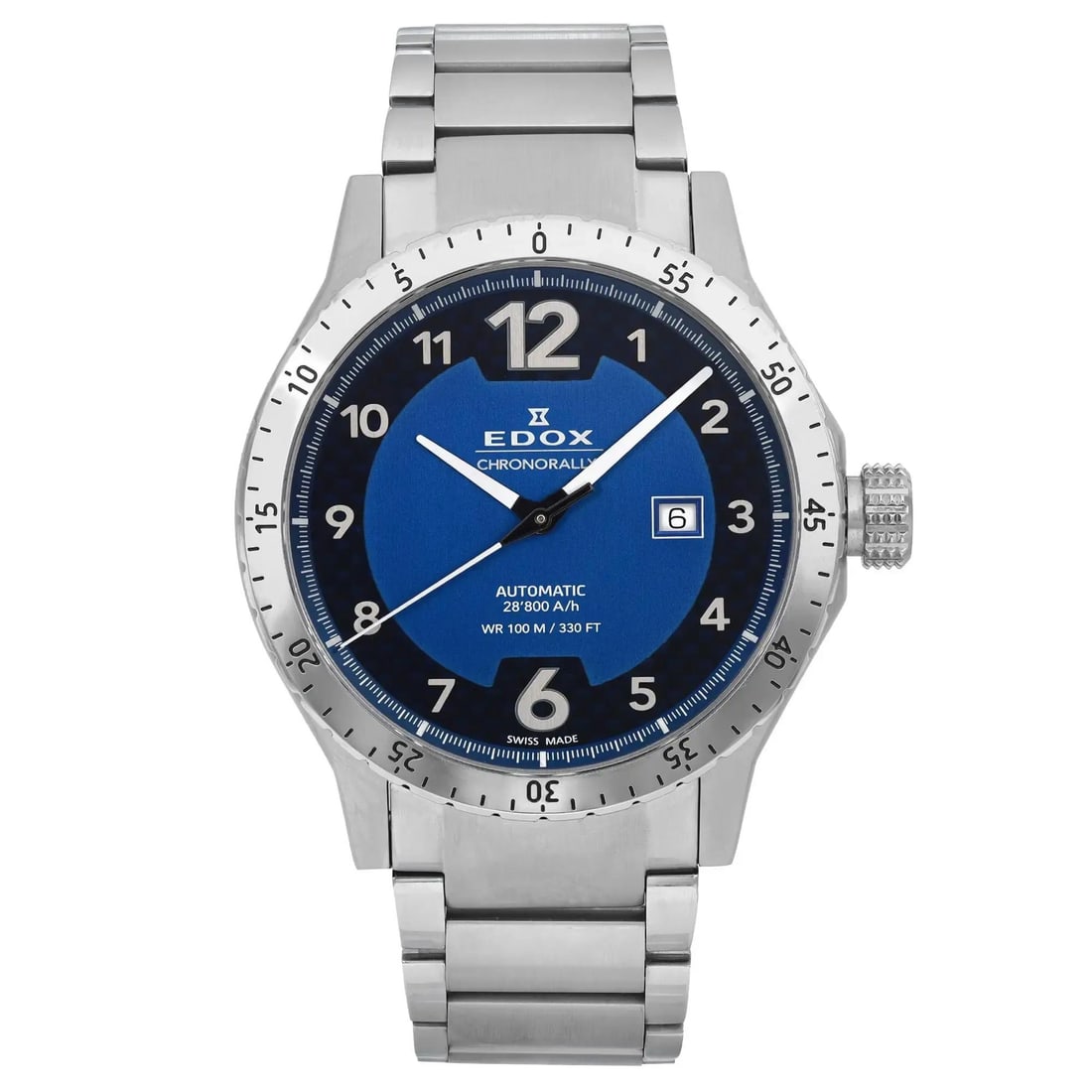 Edox Chronorally 1 Automatic Blue Dial Stainless Steel Men's Watch 80094-3NM-BU1: Edox Chronorally 1 Automatic Blue Dial Stainless Steel Men's Watch 80094-3NM-BU1 Introducing the Edox Chronorally 1, an elegant automatic wristwatch designed for the modern man. Featuring a striking b