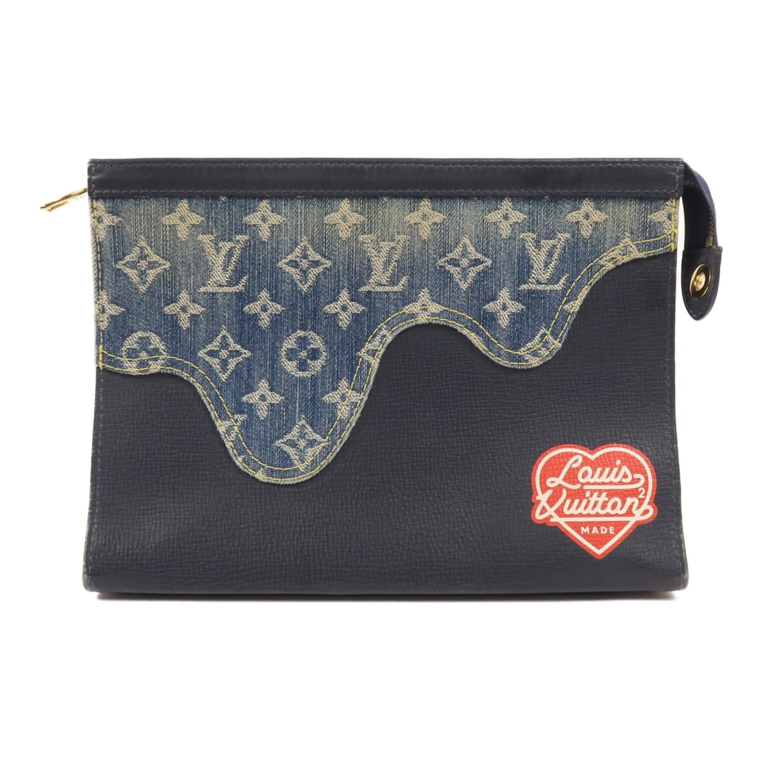 Louis Vuitton Nigo Pochette Voyage Denim Blue Clutch Bag M45961 (1 of 12)