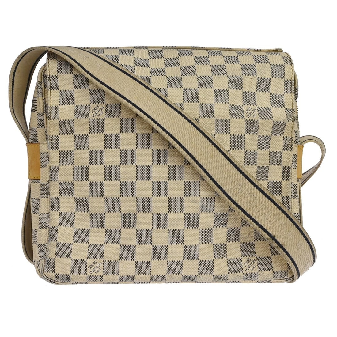 Louis Vuitton Naviglio Damier Azur shoulder bag N51189: Louis Vuitton Naviglio Damier Azur shoulder bag N51189 Vintage Louis Vuitton Naviglio shoulder bag in Damier Azur canvas with leather trim and a flap magnetic closure. Designed for women, this medium 