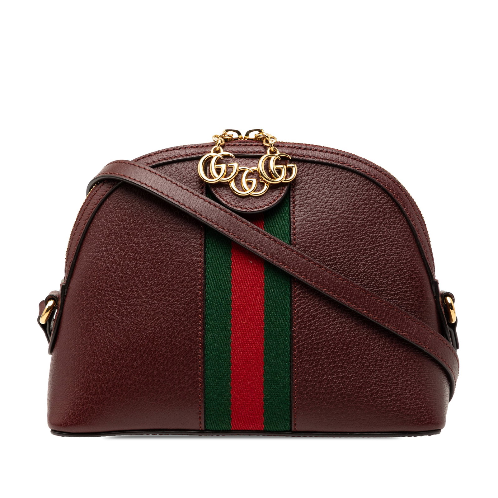 Gucci Ophidia Dome Red Leather Small Crossbody Bag with Web Stripe (1 of 7)