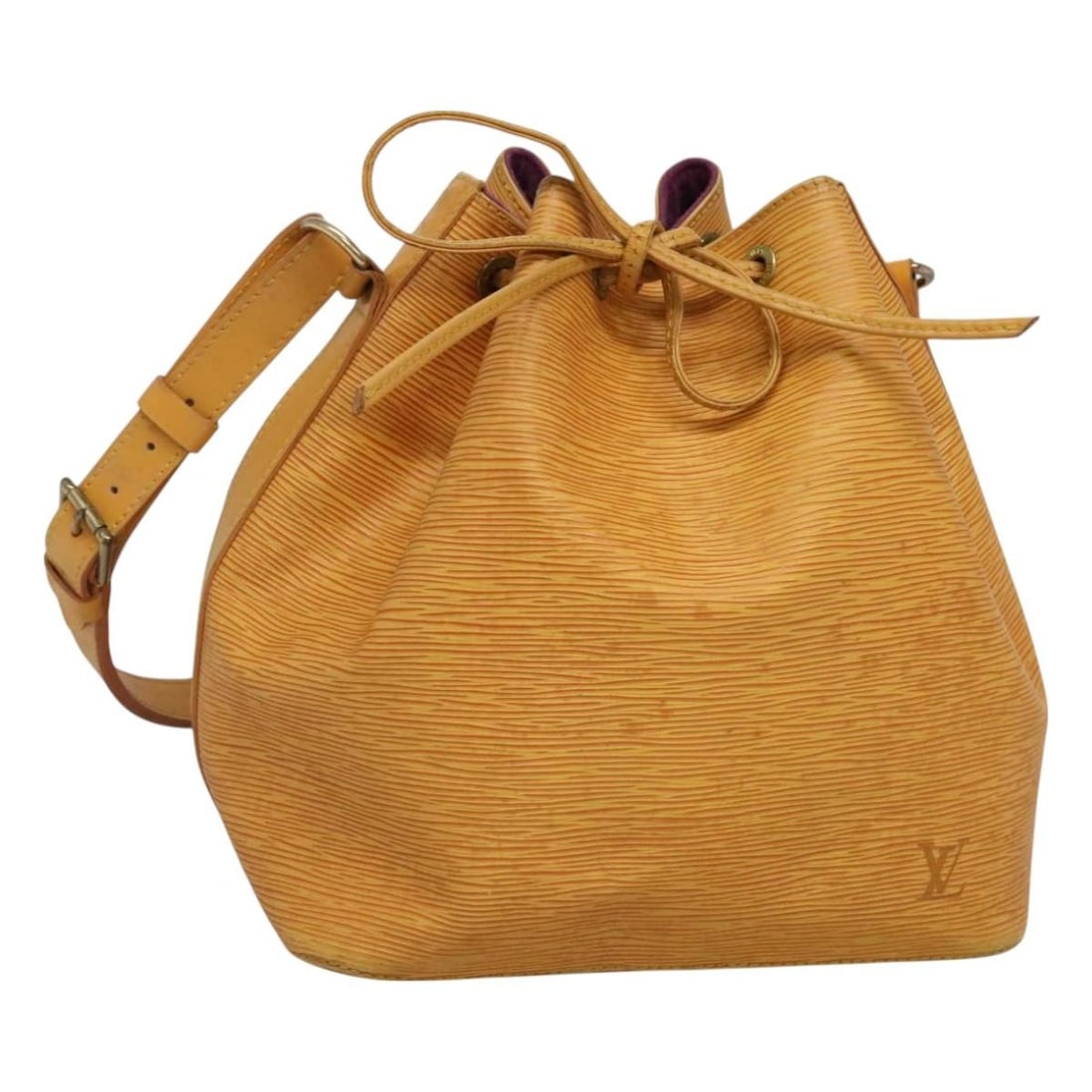 LOUIS VUITTON Epi Petit Noe Yellow Shoulder Bag M44109 Auth: LOUIS VUITTON Epi Petit Noe Yellow Shoulder Bag M44109 Auth The LOUIS VUITTON Epi Petit Noe Shoulder Bag is a stylish accessory crafted from durable Epi leather in a vibrant yellow hue. With dimension