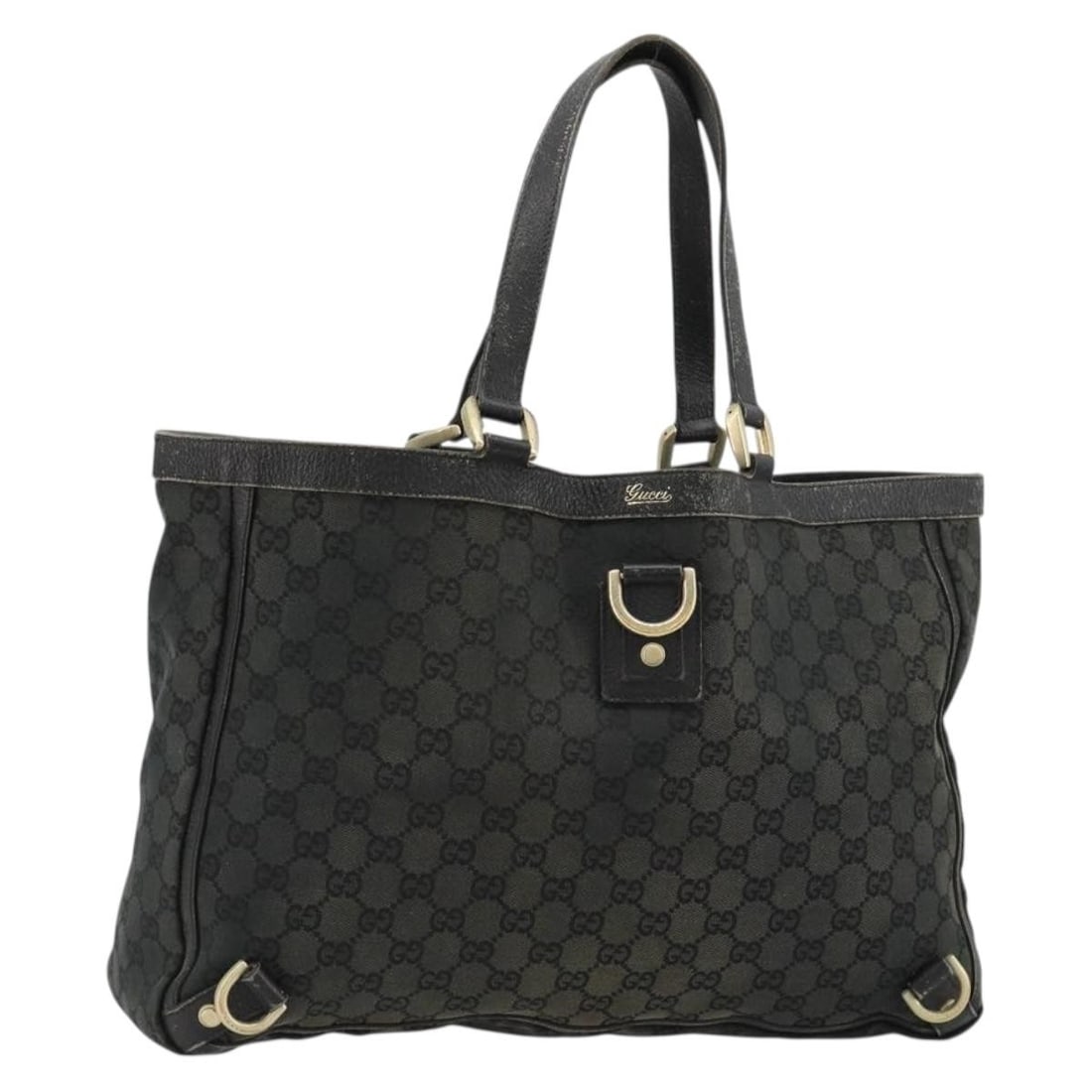 GUCCI 141472 Abbey GG Canvas Handbag Black Gold: GUCCI 141472 Abbey GG Canvas Handbag Black Gold Authentic Gucci Abbey handbag in black and gold GG canvas, made in Italy. This women's handbag is offered as the item only; the original box and dust ba
