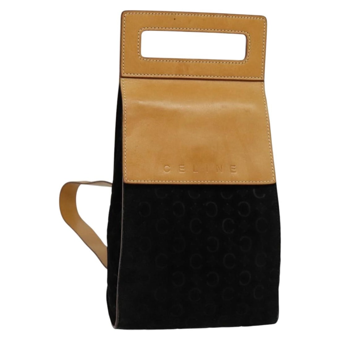 Celine Macadam Black Suede and Canvas Women's Shoulder Bag Italy (1 of 18)