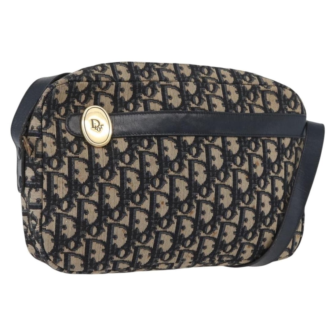 Christian Dior Navy Trotter Canvas Shoulder Purse Gold Accents France: Christian Dior Navy Trotter Canvas Shoulder Purse Gold Accents France This Christian Dior Trotter Canvas shoulder bag features a classic navy and gold color combination and is crafted from iconic Trot