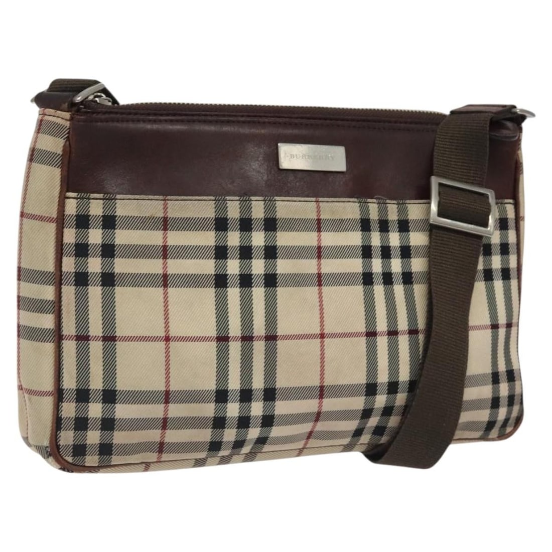 Burberry Nova Check beige silver nylon shoulder bag (1 of 18)