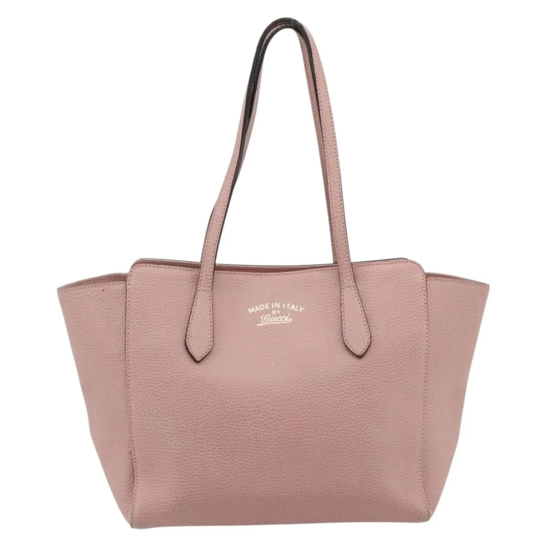 Gucci Pink Leather Swing Tote: Gucci Pink Leather Swing Tote This Gucci Swing Tote is crafted from pink leather and designed for women. Made in Italy, the bag features a spacious interior and sturdy handles. Please note that the to