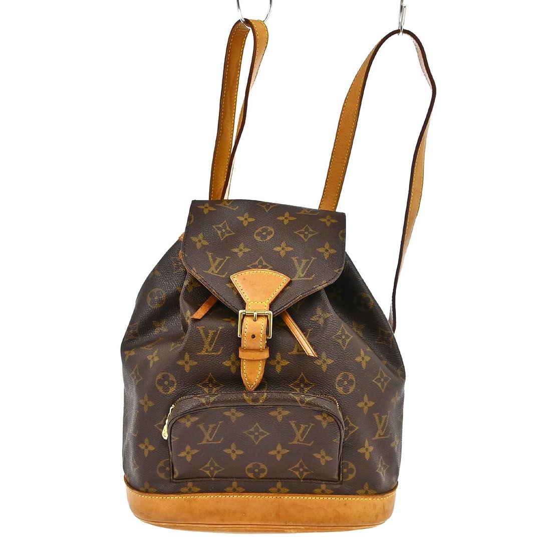 Louis Vuitton Montsouris MM Monogram Canvas Backpack M51136: Louis Vuitton Montsouris MM Monogram Canvas Backpack M51136 Vintage Louis Vuitton Montsouris MM backpack bag in brown monogram canvas with leather trim. This women's medium backpack features a flap bu