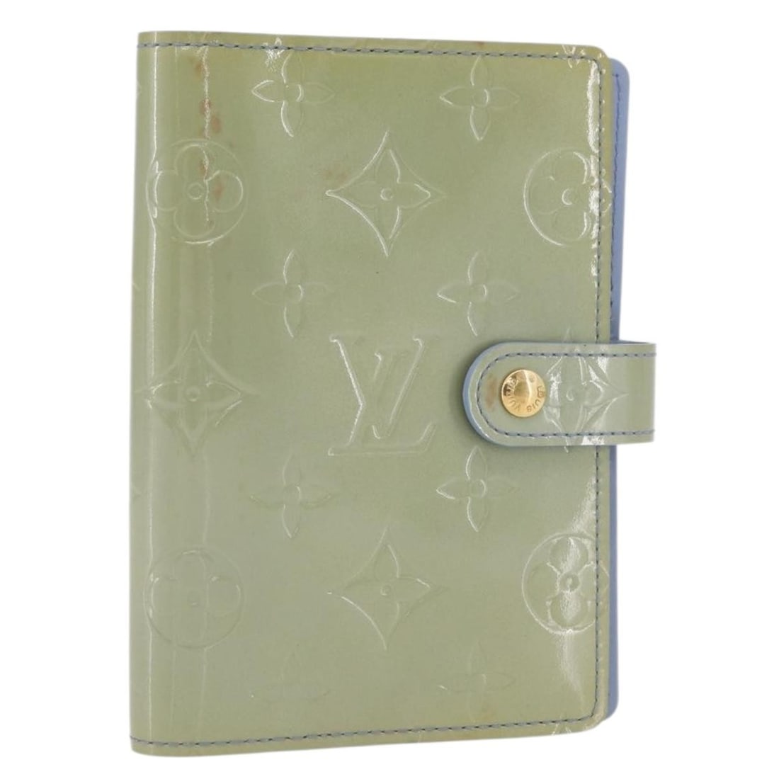 Louis Vuitton Vernis Lavande PM day planner cover R21005: Louis Vuitton Vernis Lavande PM day planner cover R21005 This Louis Vuitton Monogram Vernis Agenda PM Day Planner Cover in Lavande is crafted from patent leather and features a compact, stylish design