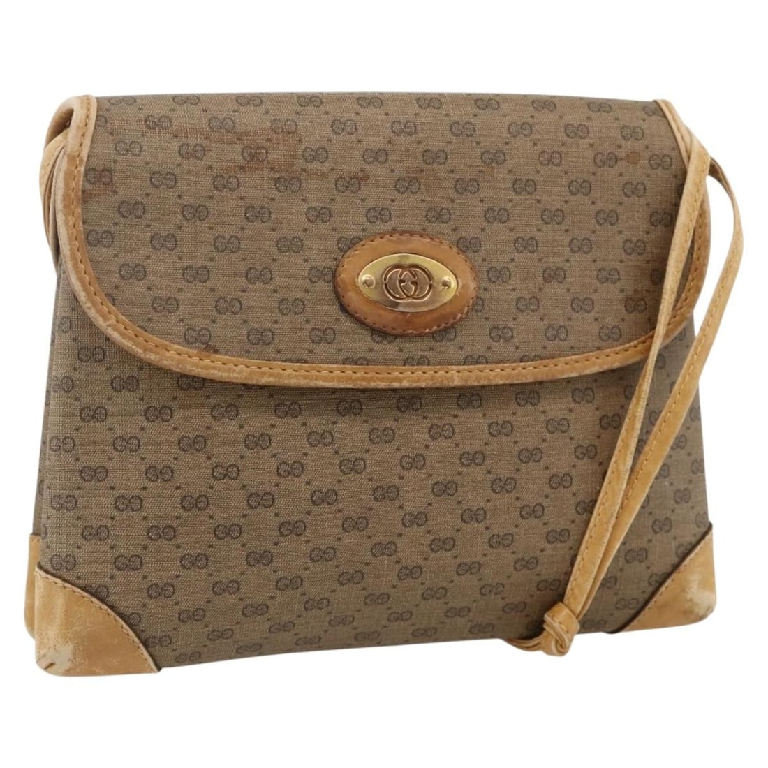 Gucci Micro GG Supreme Beige Gold PVC Leather Shoulder Bag 007 92 5548: Gucci Micro GG Supreme Beige Gold PVC Leather Shoulder Bag 007 92 5548 This GUCCI Micro GG Supreme shoulder bag features a beige and gold color scheme with PVC leather and micro small GG canvas constr