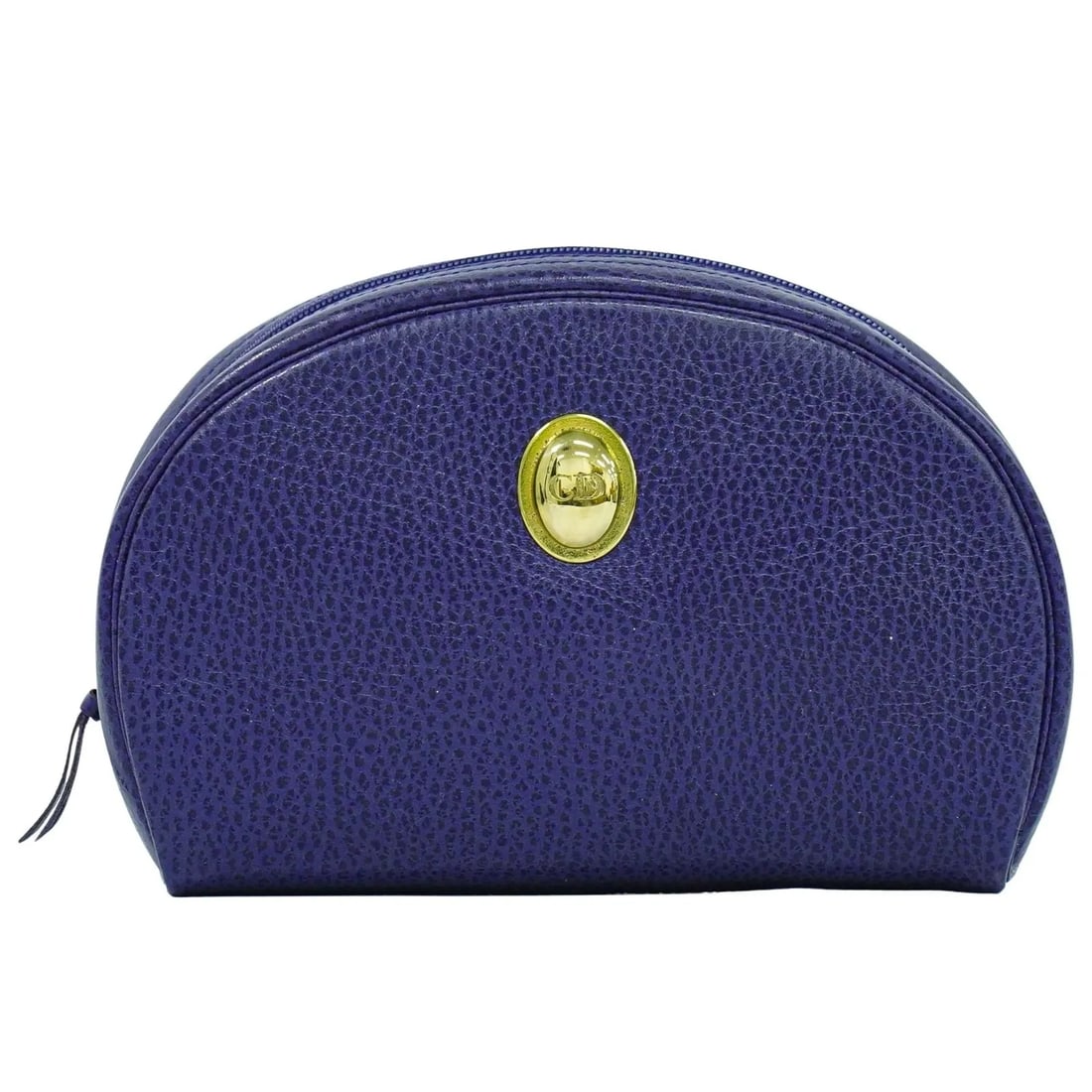 Christian Dior Leather Zip Pochette in Blue Vintage Style: Christian Dior Leather Zip Pochette in Blue Vintage Style This Christian Dior Vintage Zip Pochette is crafted from blue leather and designed for female use. The pre-owned pouch is in very good conditi