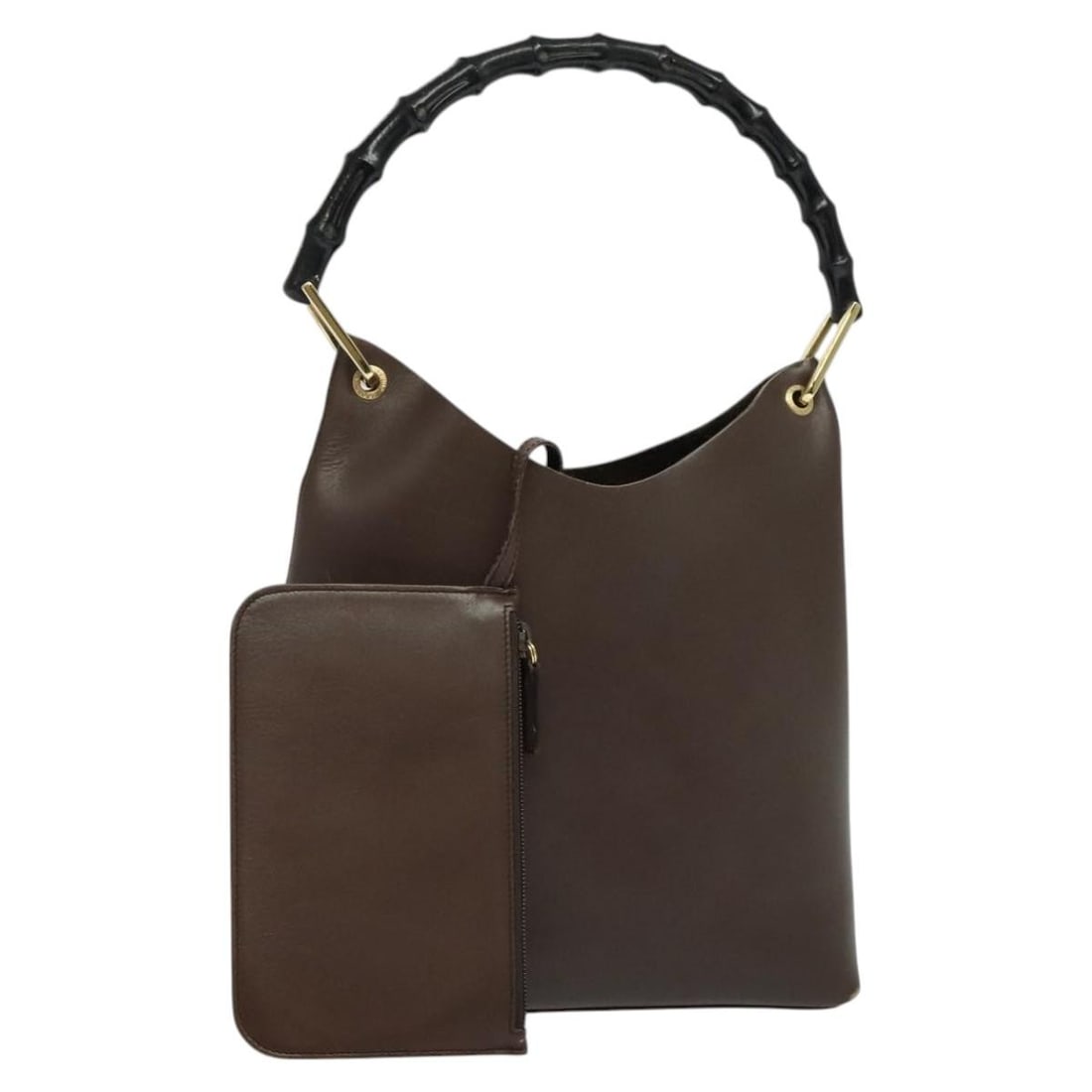 Gucci Bamboo leather shoulder bag with pouch brown gold (1 of 18)