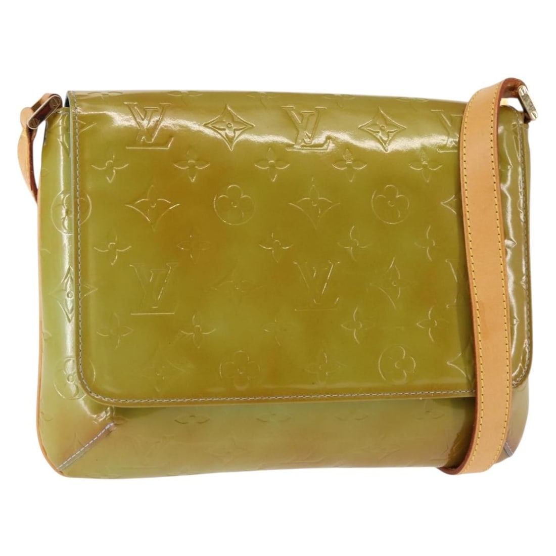 LOUIS VUITTON Monogram Vernis Thompson Street Shoulder Bag Baby Blue M91009 Auth (1 of 18)