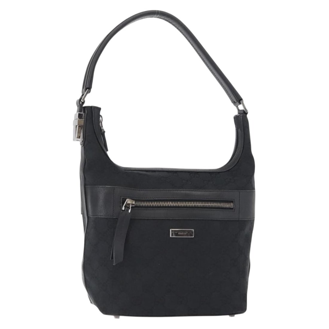 GUCCI GG Canvas Shoulder Bag Black Silver 001 4299 1669 Auth: GUCCI GG Canvas Shoulder Bag Black Silver 001 4299 1669 Auth This authentic GUCCI GG Canvas Shoulder Bag is a stylish accessory featuring a sophisticated black and silver color scheme. Crafted in Ital