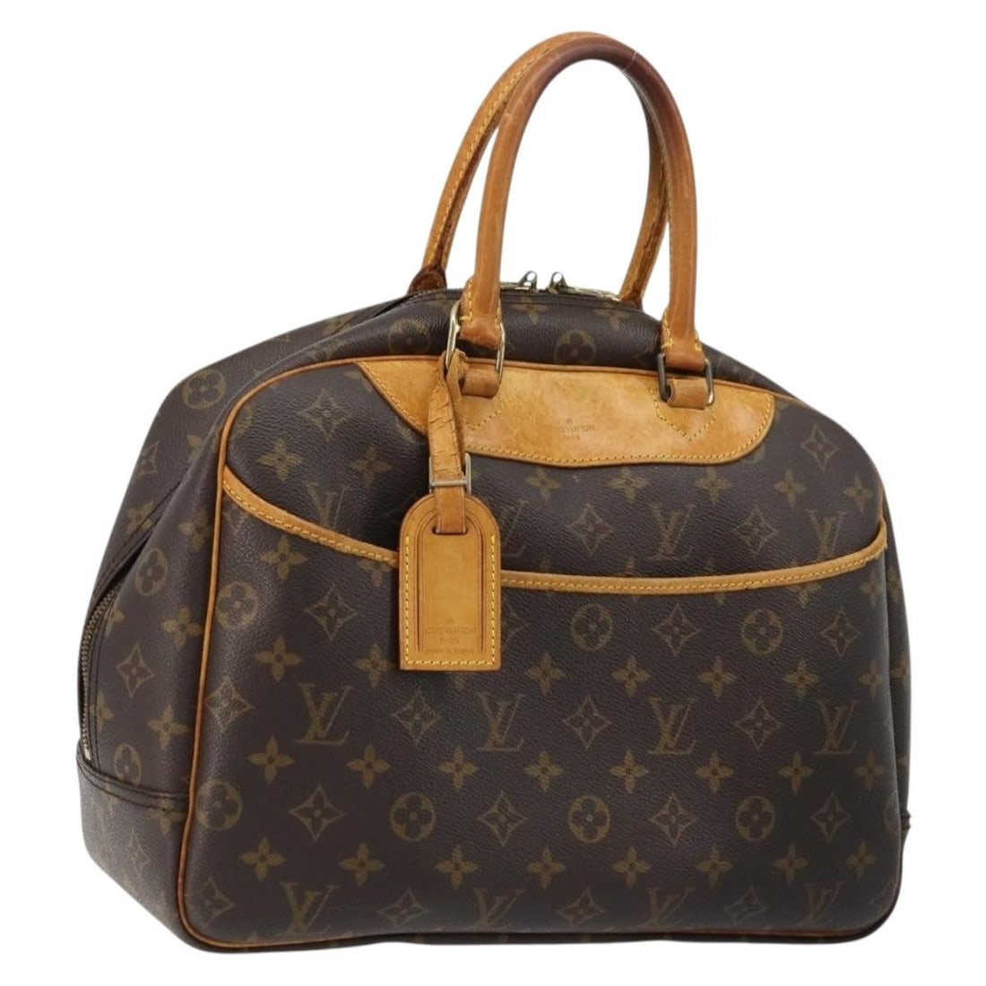Louis Vuitton M47270 Deauville Monogram Canvas Handbag France: Louis Vuitton M47270 Deauville Monogram Canvas Handbag France Louis Vuitton Deauville handbag in Monogram canvas with a structured silhouette and top handles. Includes a name tag. Made in France. Cond