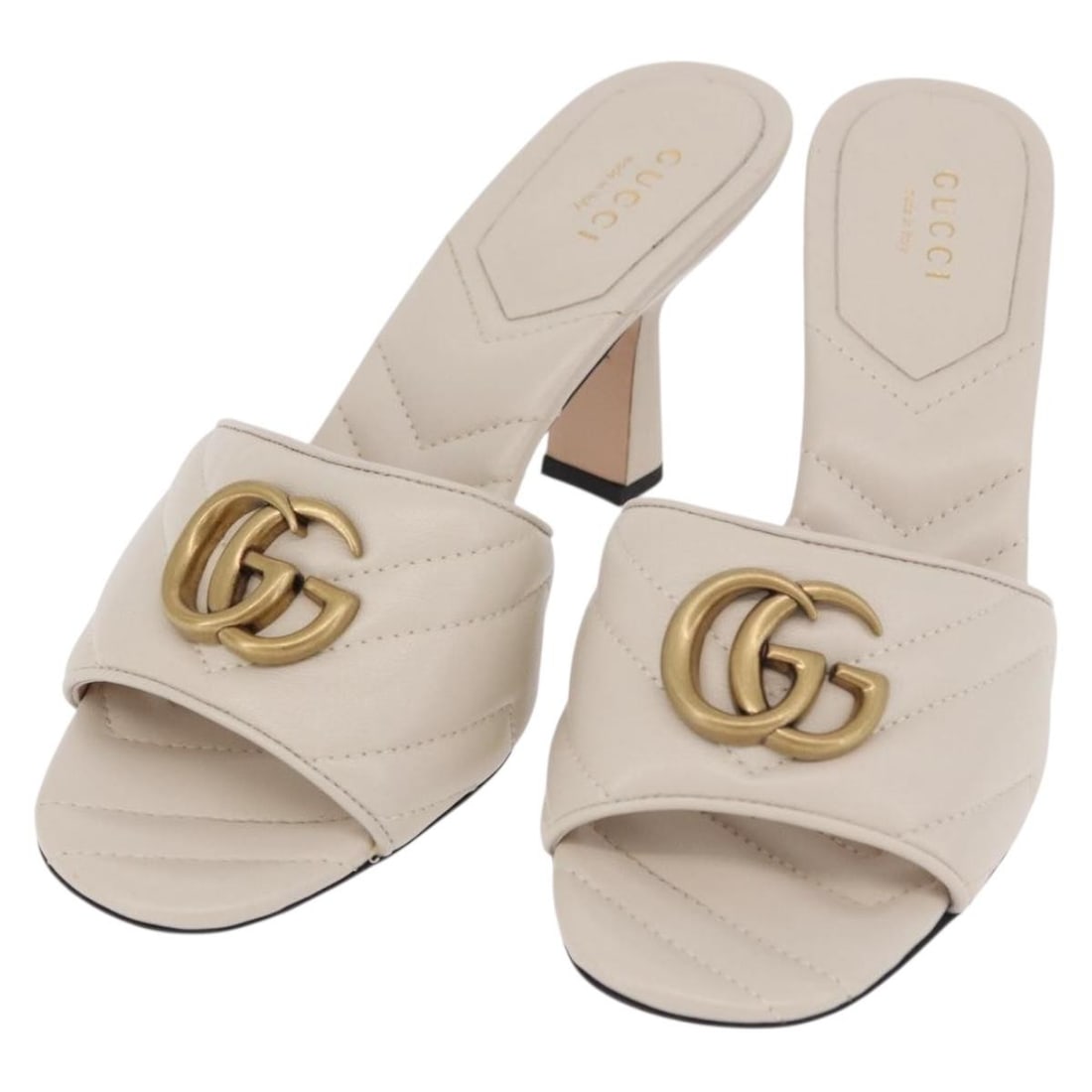 Gucci 674839 Leather Sandals Ivory Gold with Box Dust Bag (1 of 18)