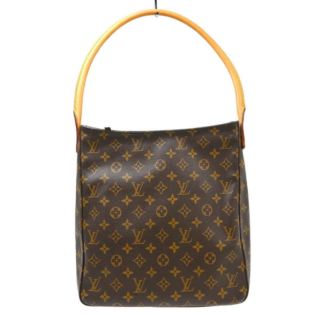 Louis Vuitton Looping GM Monogram Shoulder Bag M51145 Spain: Louis Vuitton Looping GM Monogram Shoulder Bag M51145 Spain Vintage Louis Vuitton Looping GM shoulder bag in brown Monogram canvas with leather trim and a beige leather strap. Made in Spain, this wome