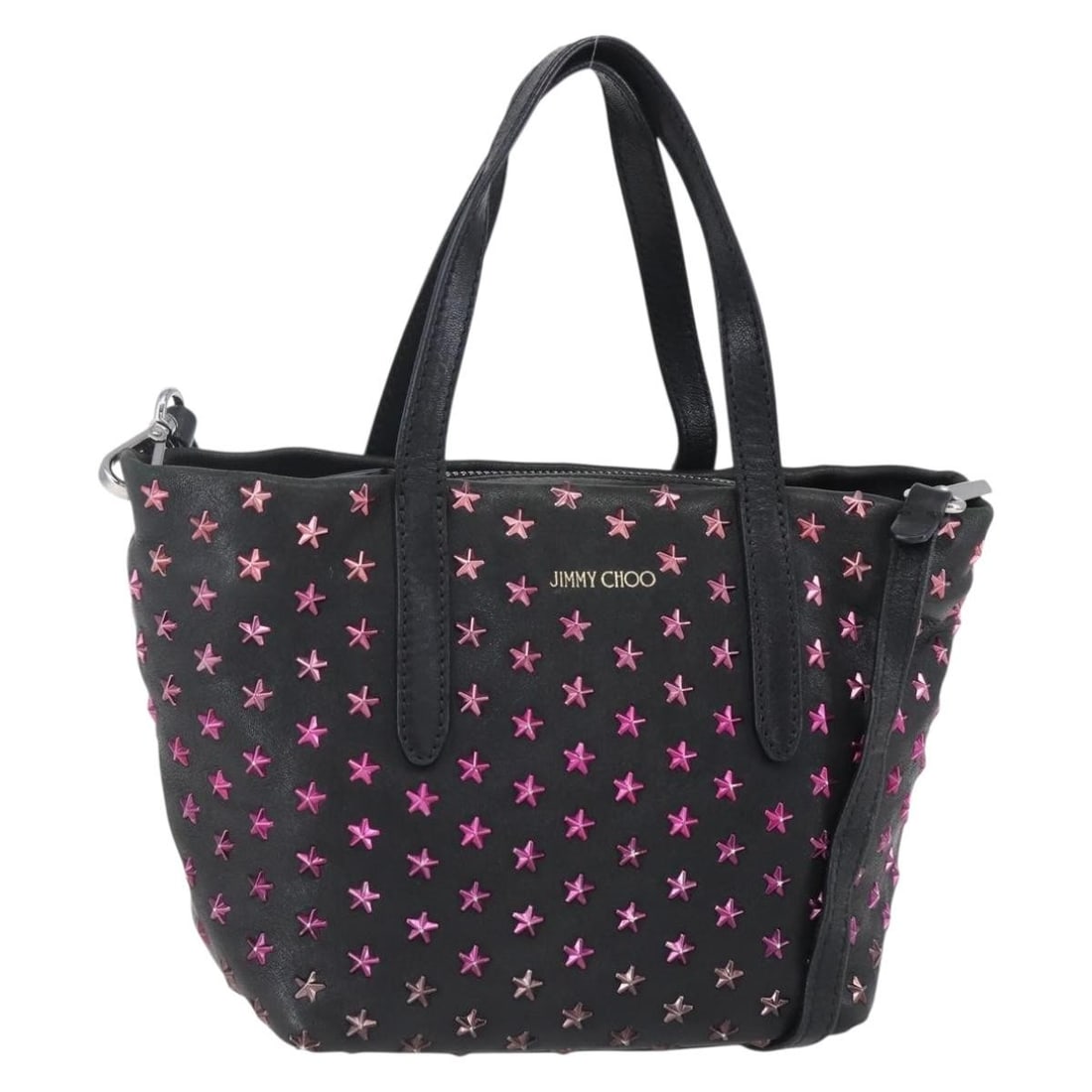 Jimmy Choo 2way Leather Hand Bag Black Silver Authentic BA7517: Jimmy Choo 2way Leather Hand Bag Black Silver Authentic BA7517 This authentic Jimmy Choo Hand Bag is a stylish accessory crafted in Italy from premium leather, featuring a chic black and silver color 