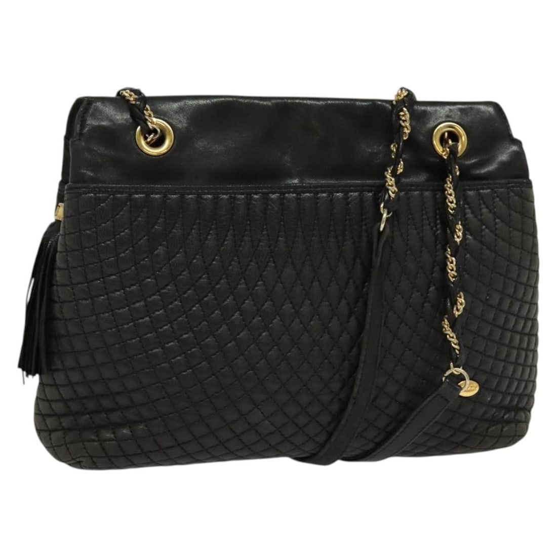 BALLY Black Gold Leather Chain Shoulder Bag Made in Italy (1 of 18)