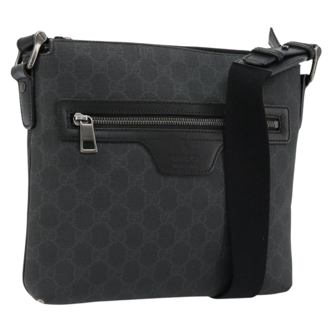 Gucci GG Supreme PVC black silver shoulder bag 387514: Gucci GG Supreme PVC black silver shoulder bag 387514 This GUCCI GG Supreme shoulder bag features a black and silver PVC leather and GG canvas exterior. The bag is designed for women and offers a comp