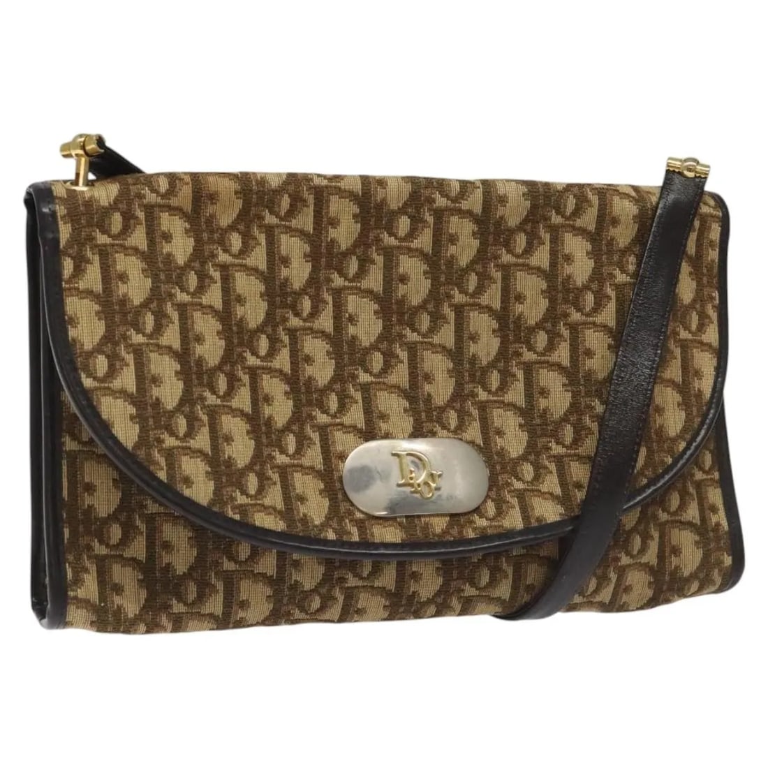 Christian Dior Vintage Trotter Flap Brown Canvas Bag: Christian Dior Vintage Trotter Flap Brown Canvas Bag Vintage Christian Dior Trotter Flap bag in brown canvas. This piece is presented in good vintage condition with honest wear, including shape loss, 