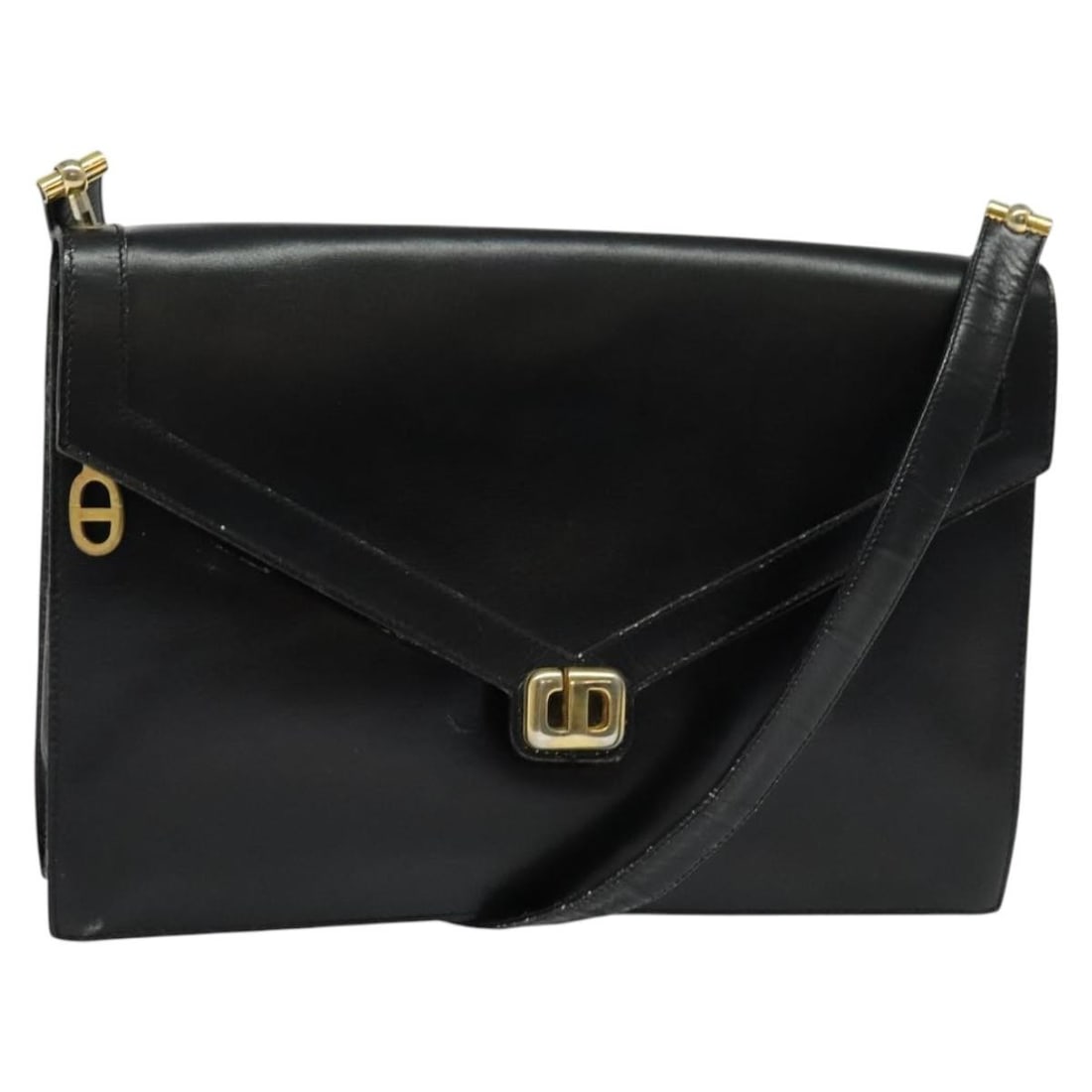 Christian Dior Black Gold Leather Shoulder Bag Authentic: Christian Dior Black Gold Leather Shoulder Bag Authentic Introducing the Christian Dior Shoulder Bag, a luxurious accessory crafted from high-quality leather. This stylish shoulder bag features a chic