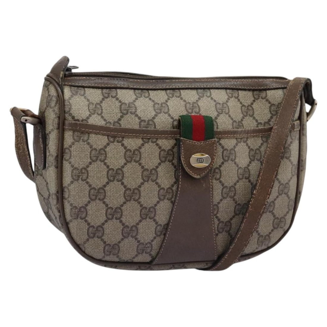 Gucci Micro GG Supreme Beige PVC Women's Shoulder Bag Italy: Gucci Micro GG Supreme Beige PVC Women's Shoulder Bag Italy This GUCCI Micro GG Supreme Web Sherry Line shoulder bag features a beige and brown PVC leather exterior with gold-tone accents and signatur