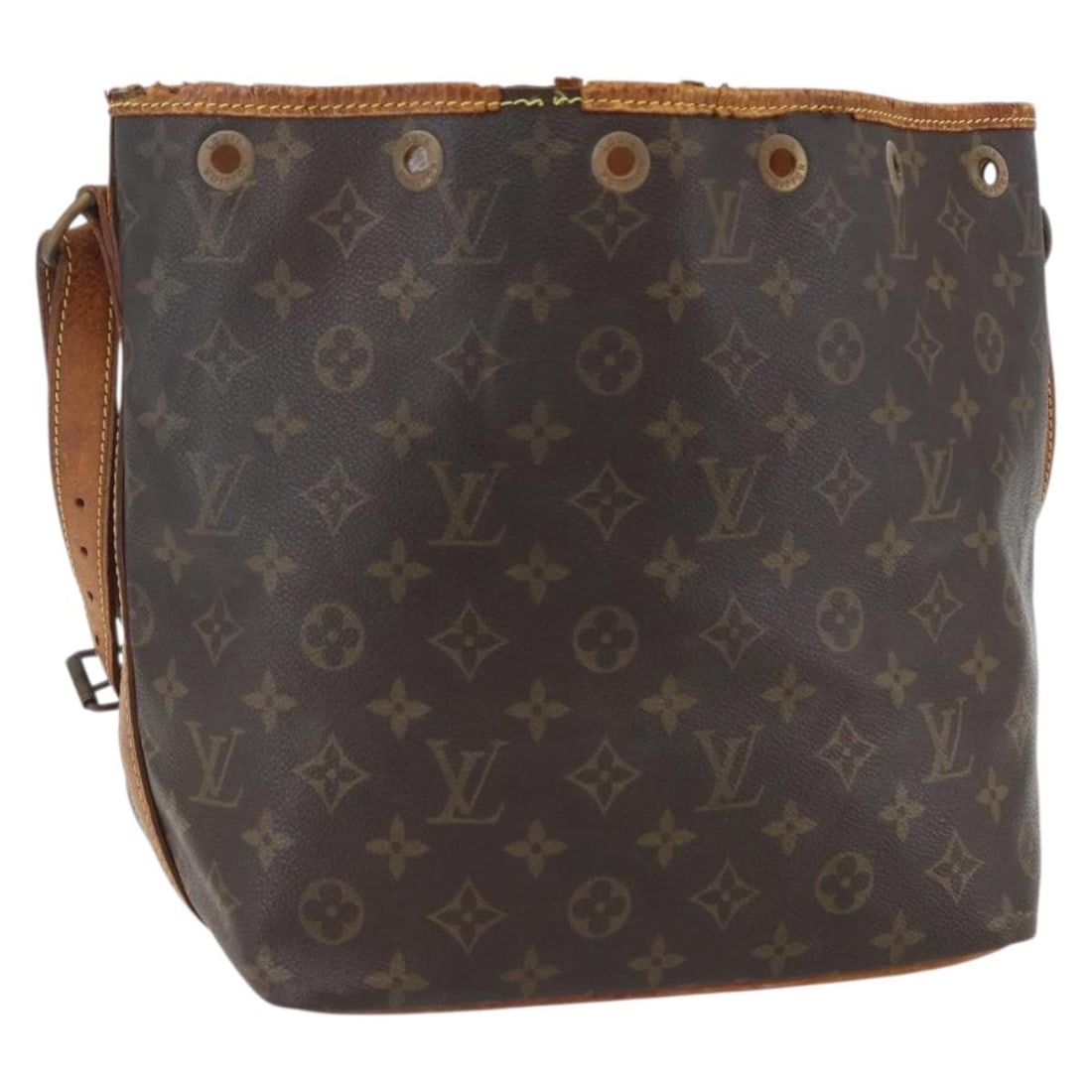 Louis Vuitton Petit Noe Monogram Canvas Shoulder Bag M42226 France: Louis Vuitton Petit Noe Monogram Canvas Shoulder Bag M42226 France This Louis Vuitton Petit Noe shoulder bag features the signature monogram canvas exterior and is crafted in France. The bag includes 