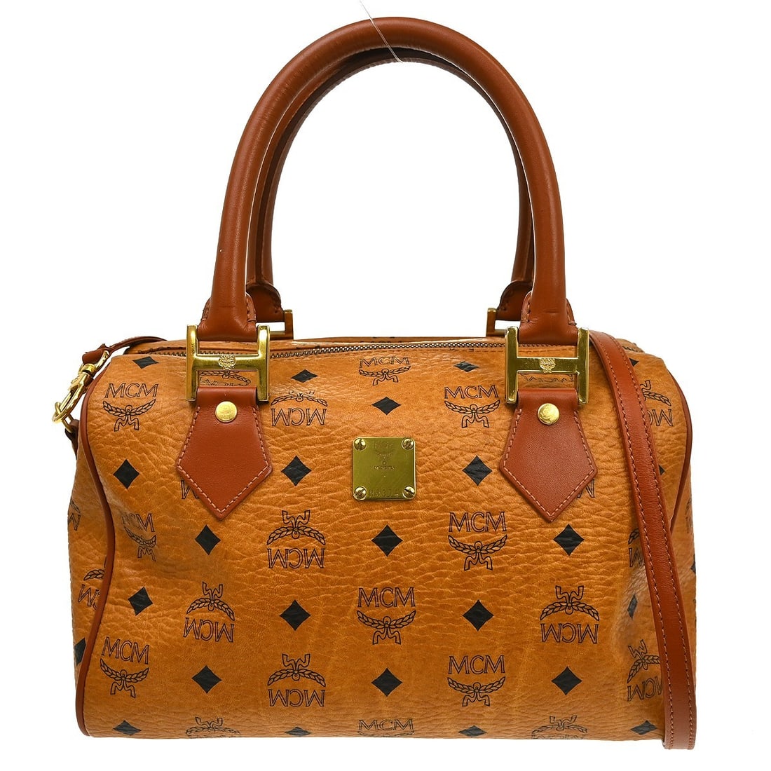 MCM Brown Leather Shoulder Bag with Zip Closure and Strap: MCM Brown Leather Shoulder Bag with Zip Closure and Strap Vintage MCM brown 2-way shoulder bag in leather with a zip closure and gold-tone hardware. This medium women's bag features a beige leather li
