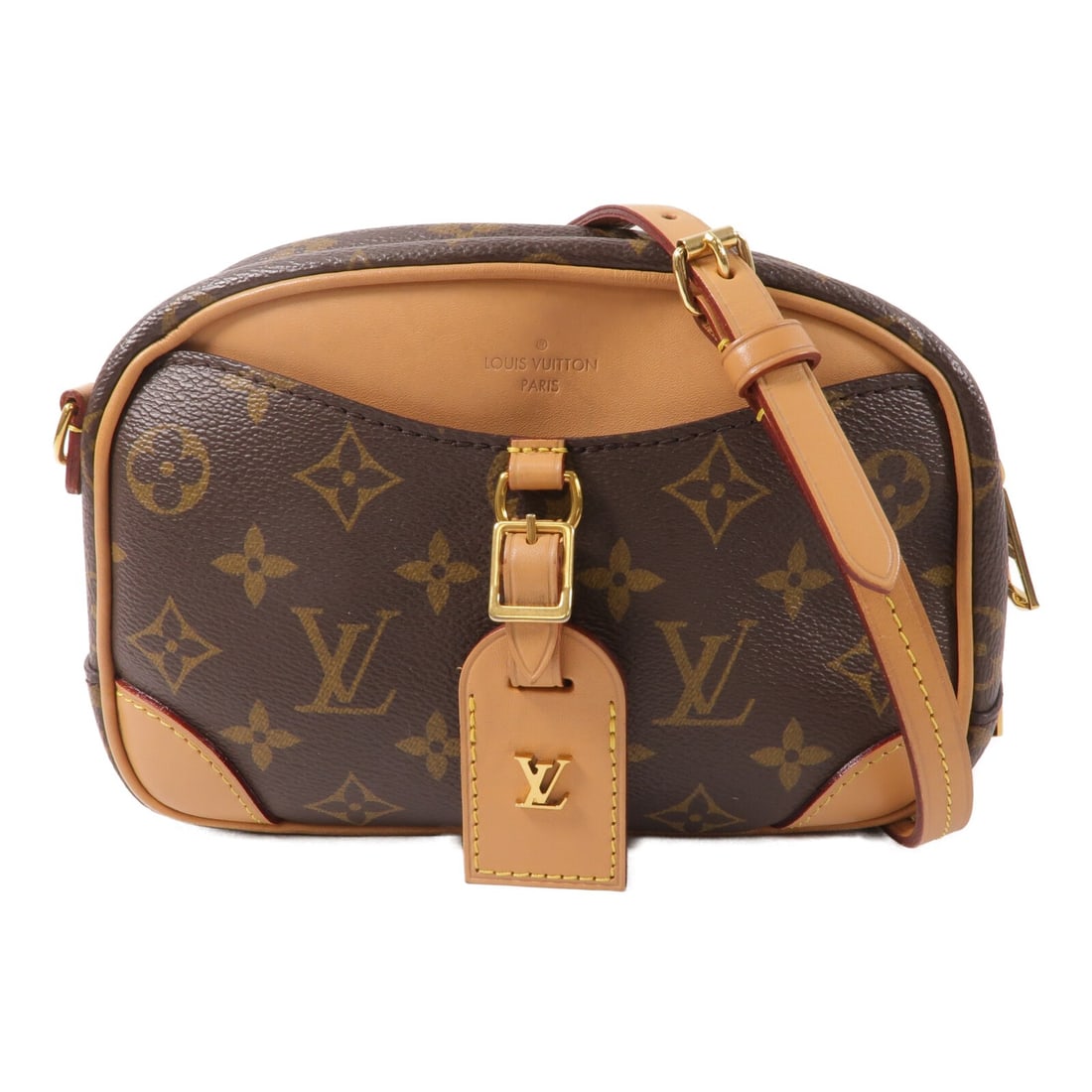 Louis Vuitton Deauville Mini Shoulder Bag Monogram Brown M45528: Louis Vuitton Deauville Mini Shoulder Bag Monogram Brown M45528 Louis Vuitton Deauville Mini shoulder bag in brown Monogram coated canvas. This women's shoulder bag is made in France and is presented 