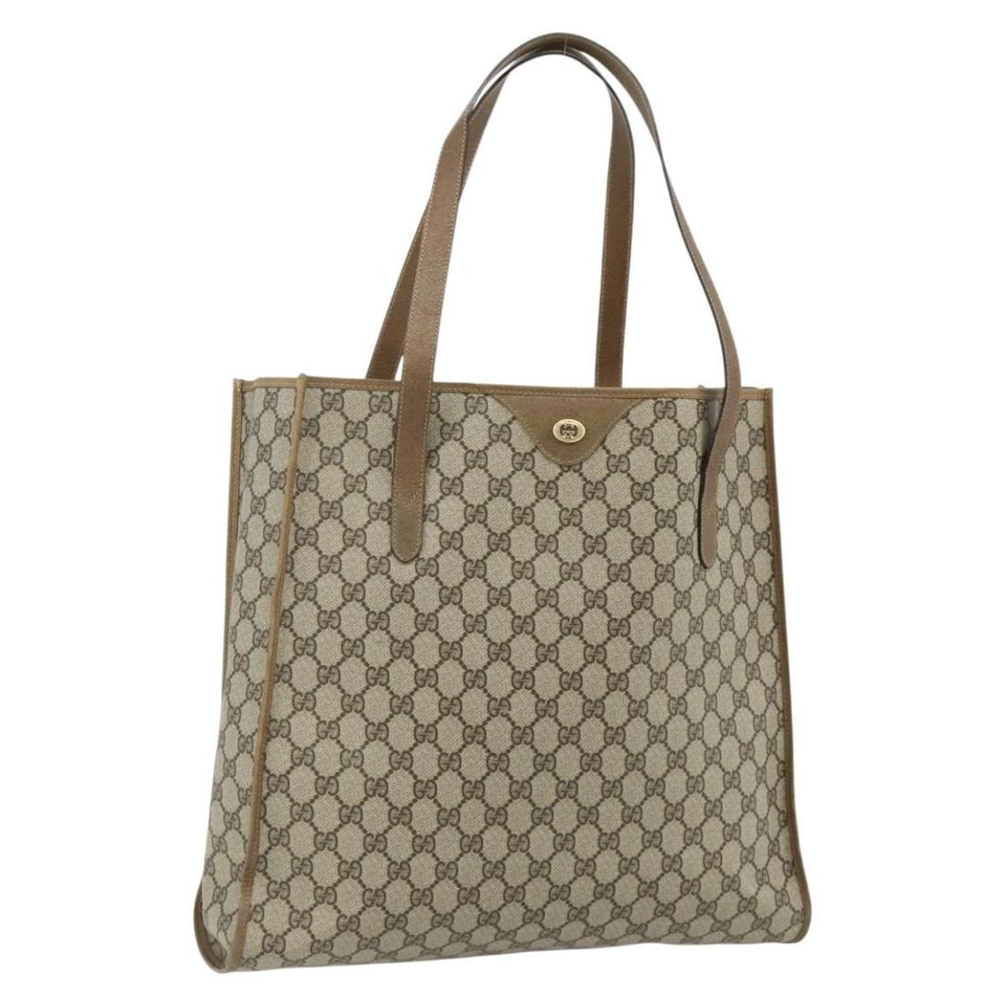 Gucci GG Supreme PVC Leather Beige Gold Tote Bag 40 02 998: Gucci GG Supreme PVC Leather Beige Gold Tote Bag 40 02 998 This Gucci GG Supreme tote bag is crafted from beige and gold PVC leather with GG canvas accents. Designed for women, it features a spacious 