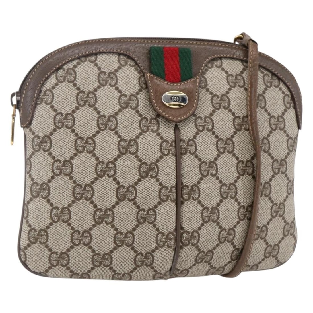 GUCCI GG Supreme Sherry Line Beige Gold Shoulder Bag 904 02 047 Auth: GUCCI GG Supreme Sherry Line Beige Gold Shoulder Bag 904 02 047 Auth This GUCCI GG Supreme Web Sherry Line Bag is a stylish shoulder bag crafted from durable PVC leather in a chic beige and gold color