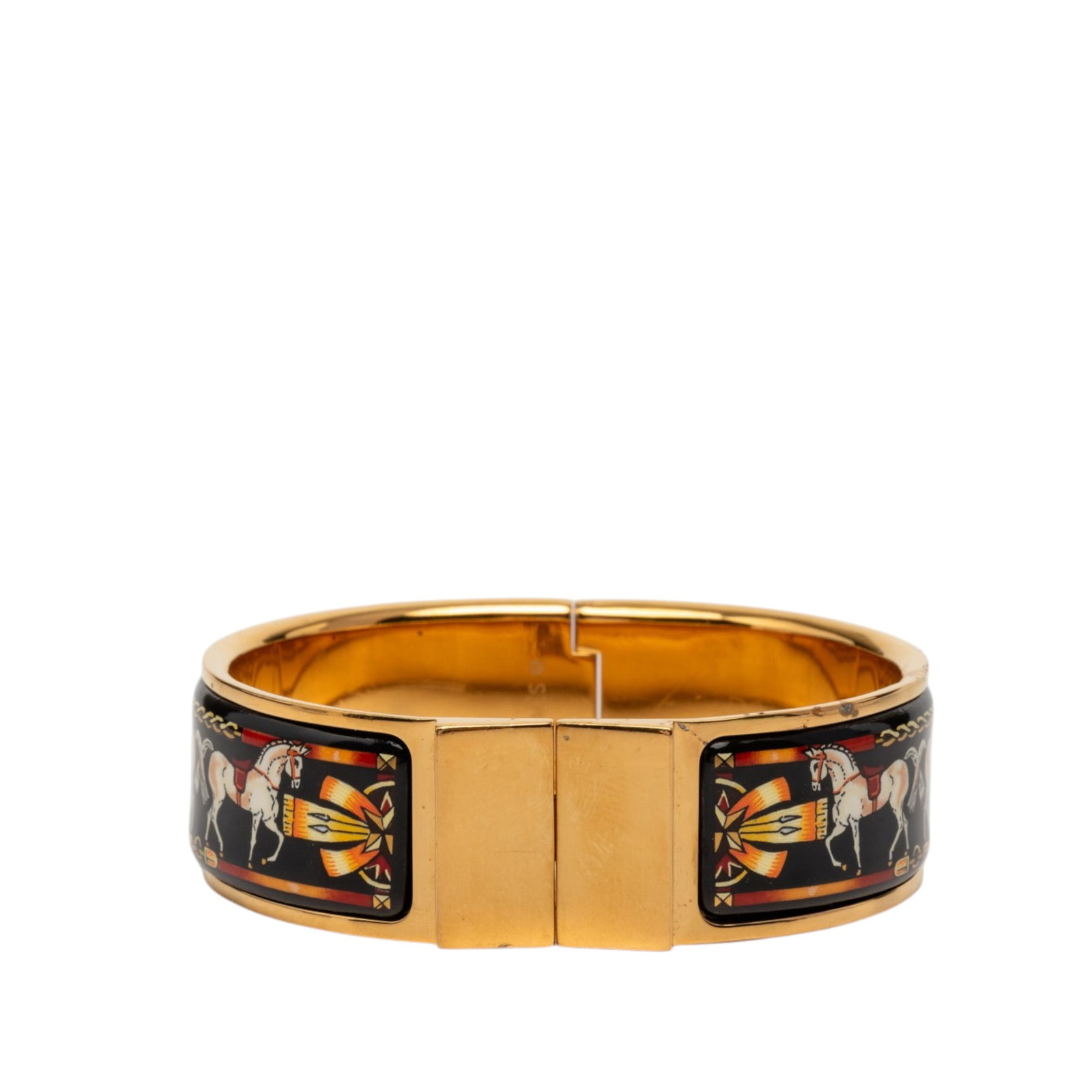 Hermes Equestrian Loquet Enamel Bracelet GM Black (1 of 5)