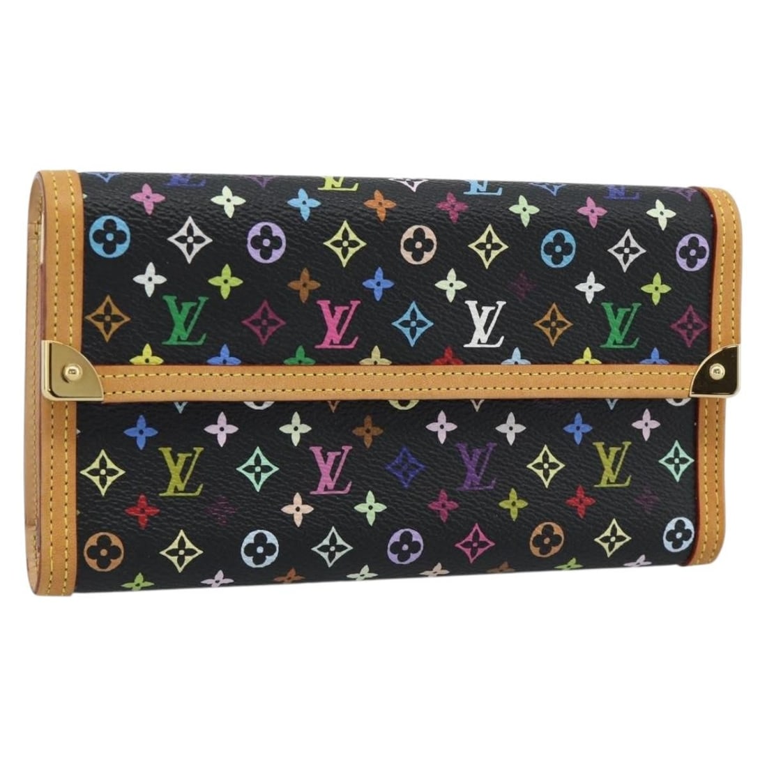 Louis Vuitton M92658 long wallet in black Monogram Multicolor canvas: Louis Vuitton M92658 long wallet in black Monogram Multicolor canvas Louis Vuitton Porte Tresor long wallet in black Monogram Multicolor canvas. Made in France, this women's wallet includes the dust b