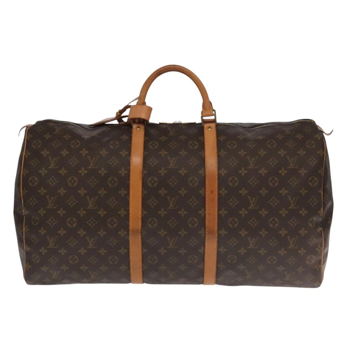 Keepall Monogram Canvas Travel Bag by Louis Vuitton 60cm: Keepall Monogram Canvas Travel Bag by Louis Vuitton 60cm The Louis Vuitton Keepall Bag features the brand's signature monogram canvas and is designed for unisex use. This brown travel bag offers ample