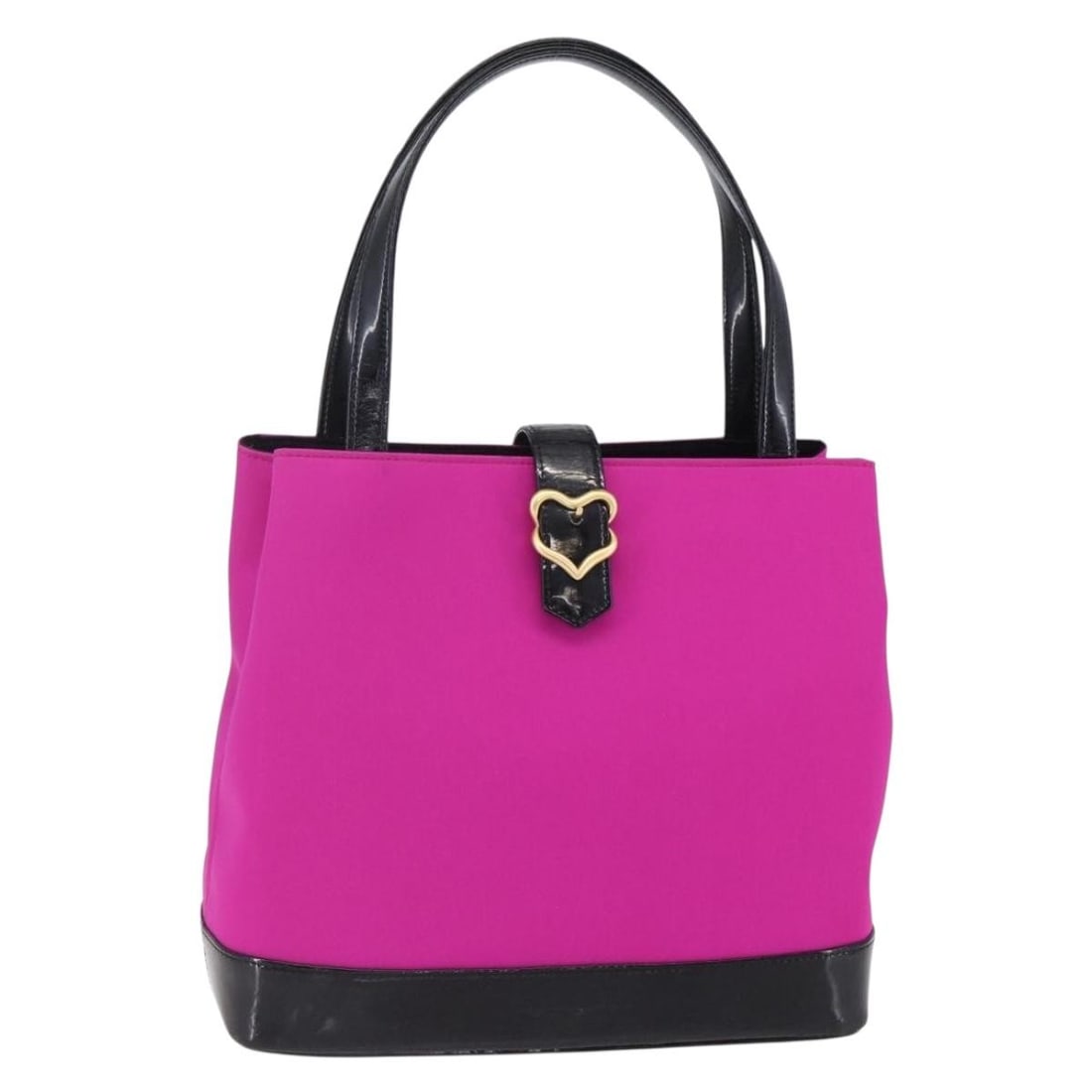 Saint Laurent pink nylon tote bag gold tone 149152: Saint Laurent pink nylon tote bag gold tone 149152 This SAINT LAURENT tote bag is crafted from nylon in a striking pink and gold color combination. Designed for women, it features a spacious interior 